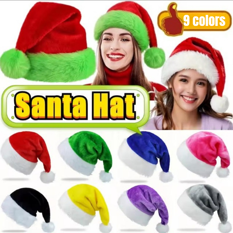 Santa Hat Plush - Plush Santa Hats Velvet Christmas Hat