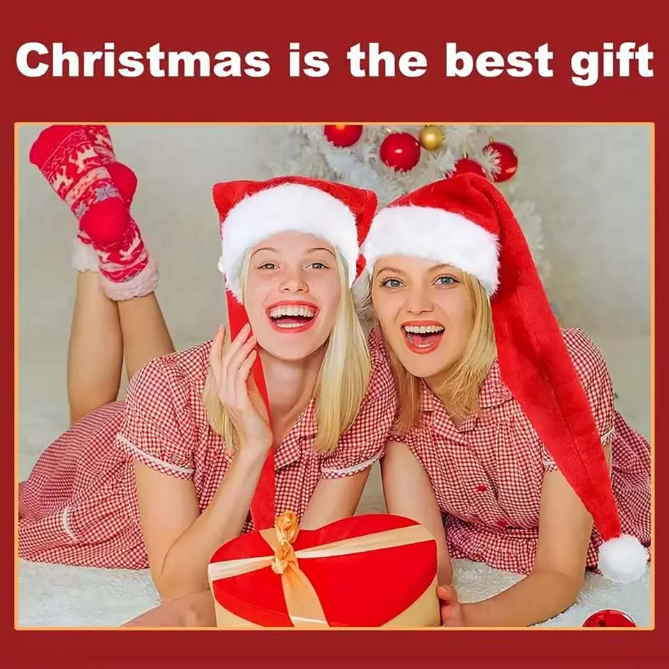 Long Plush Christmas Hat Velve - Santa Hat Plush 评论和价格