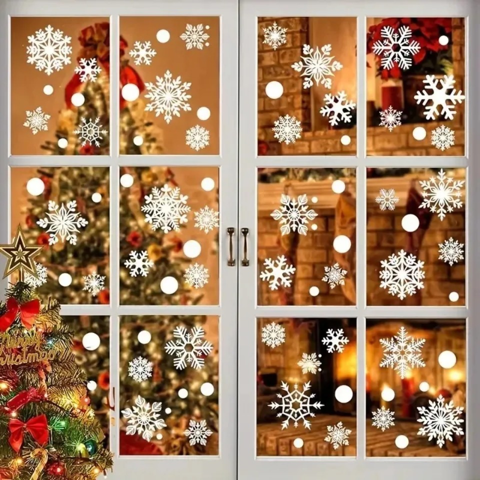 1Set Snowflake Window Stickers - Snowflake Window Decal 评论和价格