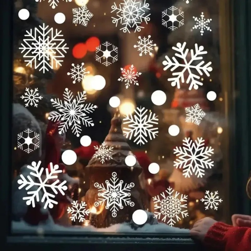1Set Snowflake Window Stickers - Snowflake Window Decal 评论和价格
