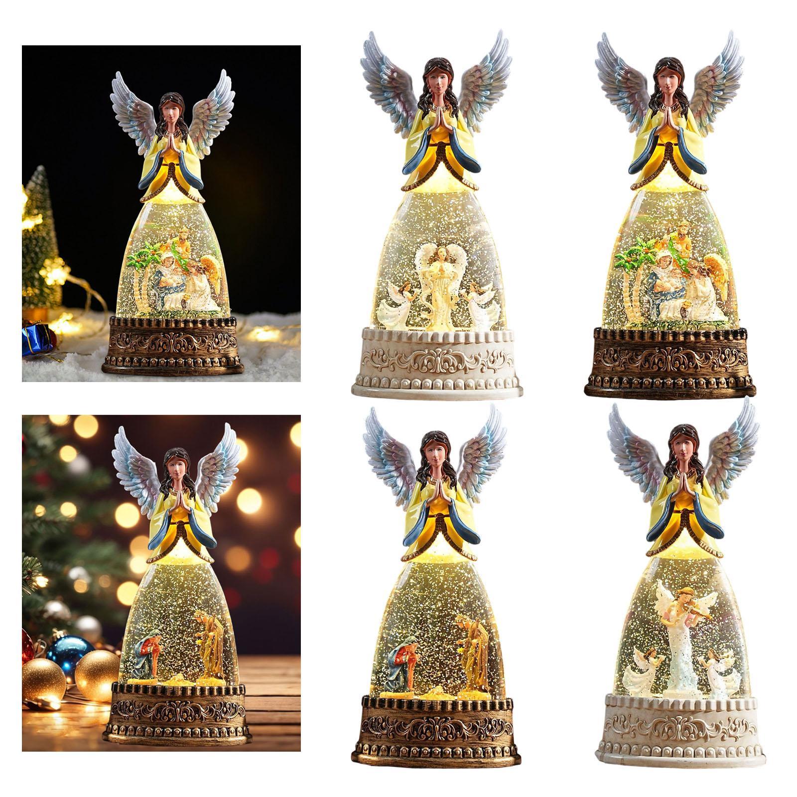Lighted Angel Figurine Snow Gl - Snow Globe Musical 评论和价格