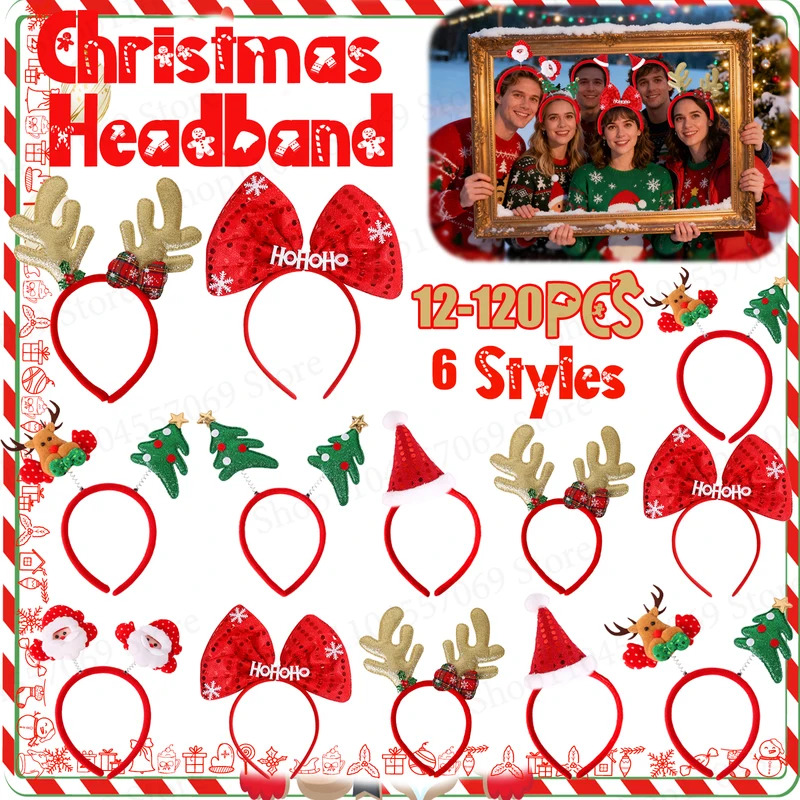 12-120Pcs Christmas Headband C - Reindeer Antlers Headband 评论和价格