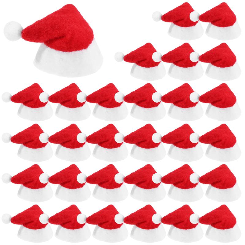 NEW 30 PCS Mini Christmas Sant - Santa Hat Plush 评论和价格