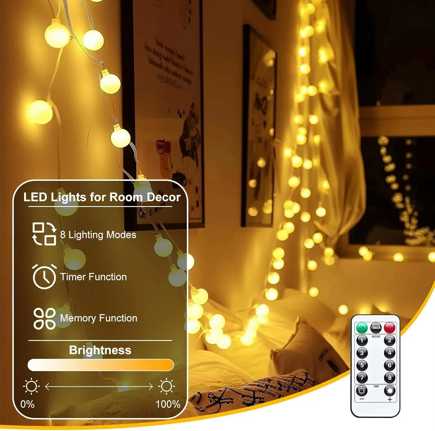 USB LED Ball String Lights 6M  - Led Fairy String Lights 评论和价格
