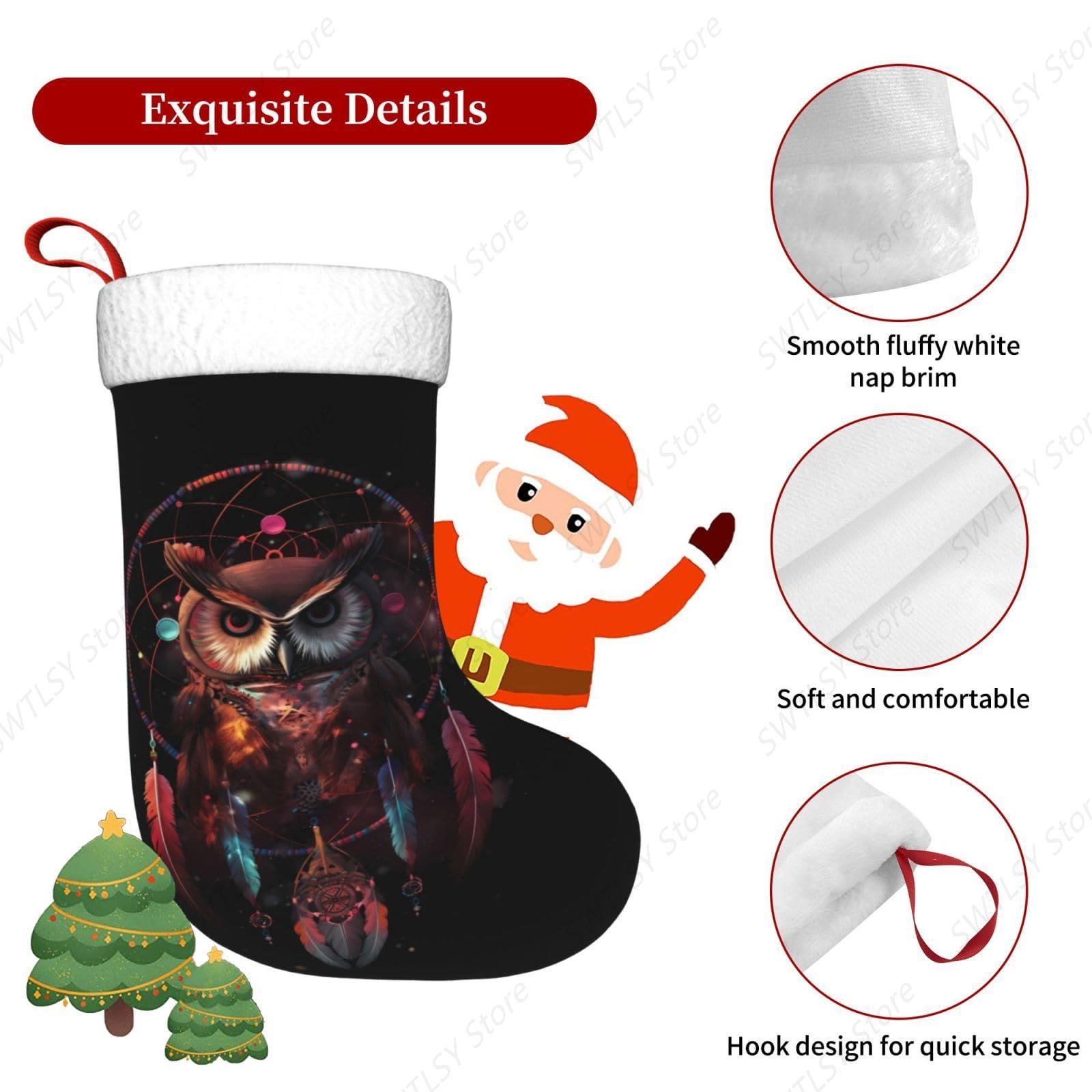Owl Rainbow Catcher Large Chri - Christmas Stocking Hanging 评论和价格