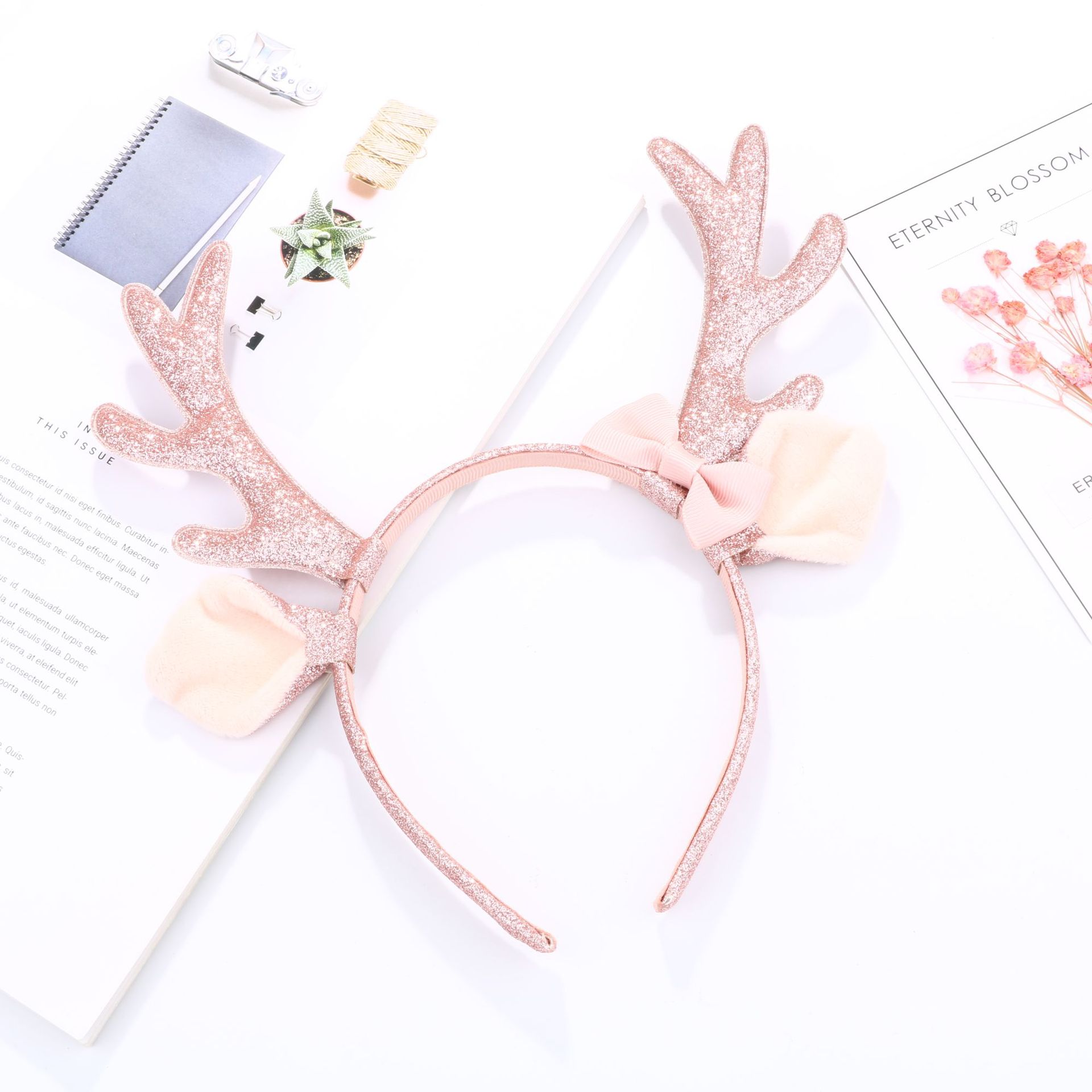 Cute Pink Glitter Reindeer Ant - Reindeer Antlers Headband 评论和价格