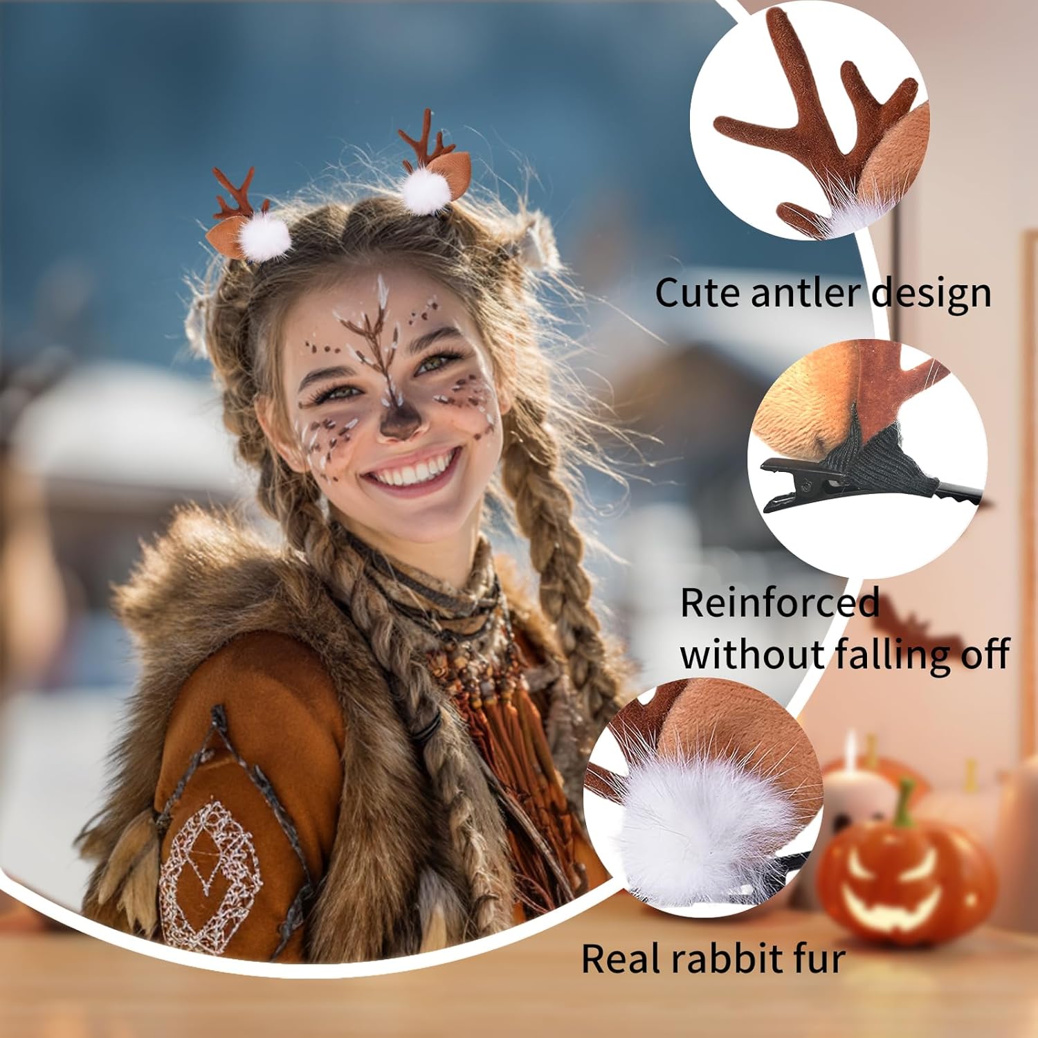 1/2Pairs Small Deer Ears Antle - Reindeer Antlers Headband 评论和价格